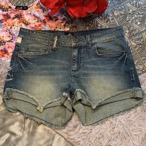 🌹 RETRO Ai AUTHENTIC ICON • NWOT Denim Women's Short Shorts with Red White Stars